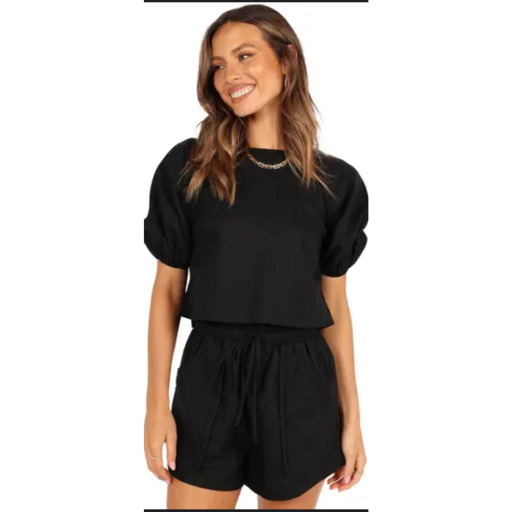Petal + Pup Black High Waist Shorts & Top Set US 10